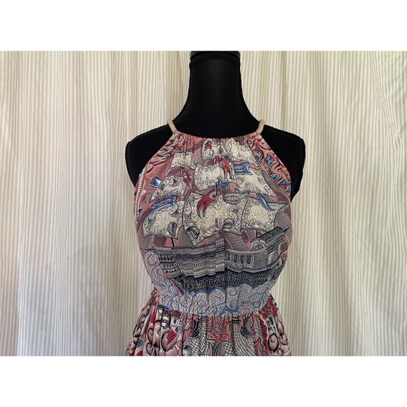 Anthropologie Floreat Womens Castle Lake Silk Dress Halter Rope Tie size XSmall - Picture 5 of 8